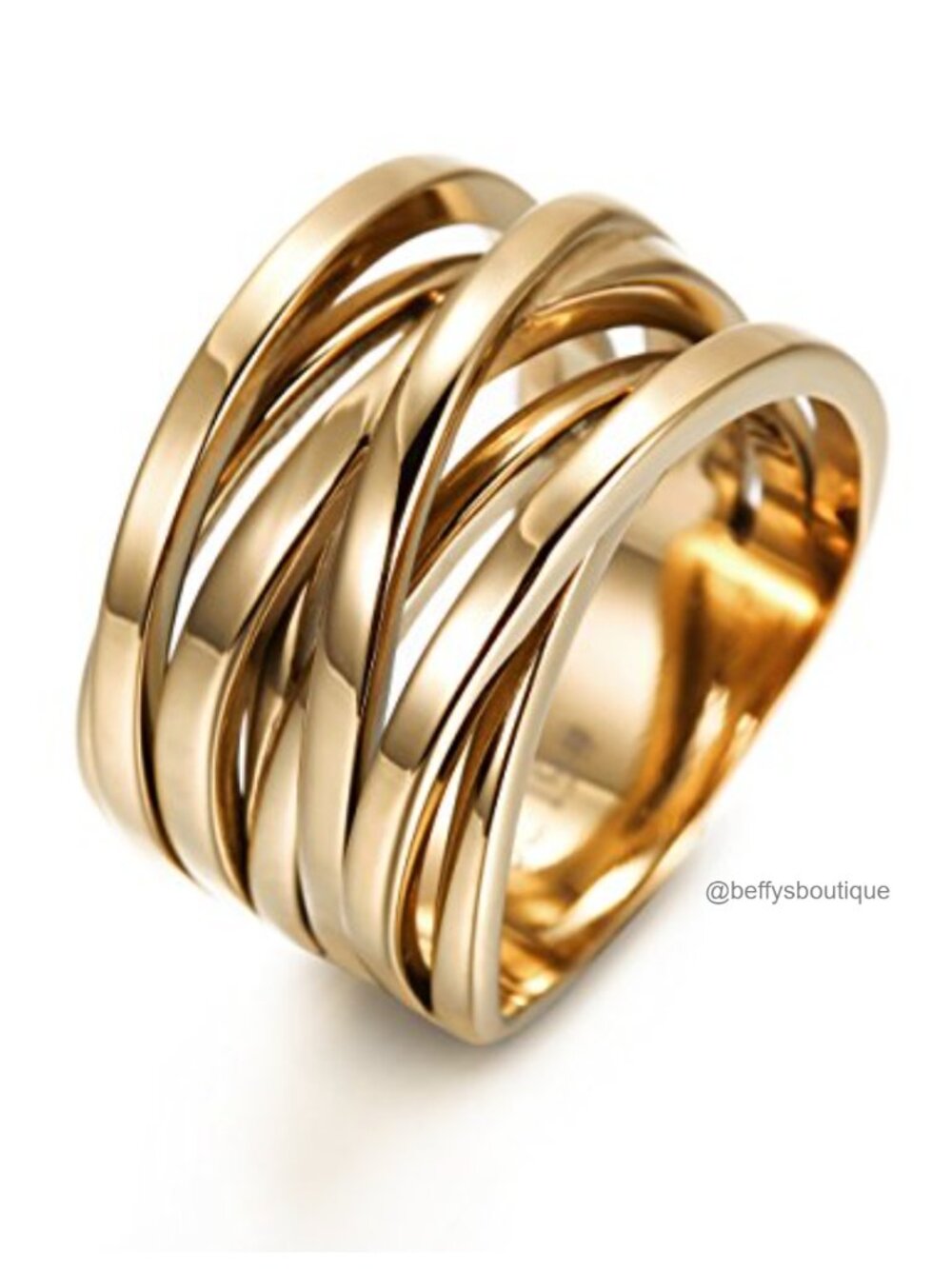 Wide Band Statement Ring Gold Plated Stainless Steel